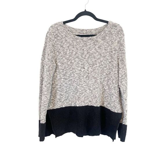L.L Bean Signature Linen Blend Black and Gray Pullover Knit‎ Sweater Medium - Picture 1 of 4